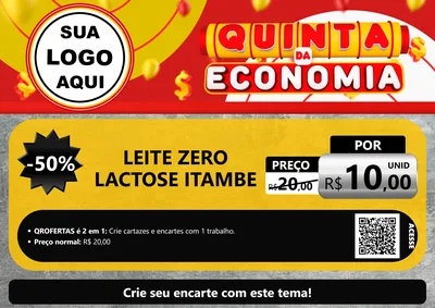 Modelo de Cartaz para Cartaz A4 Horizontal com o tema Quinta da Economia para Frios e Laticínios