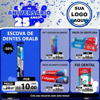 Modelo de Rede Social para Feed Facebook com o tema Promoção de Aniversário - 25 Anos para Higiene Pessoal