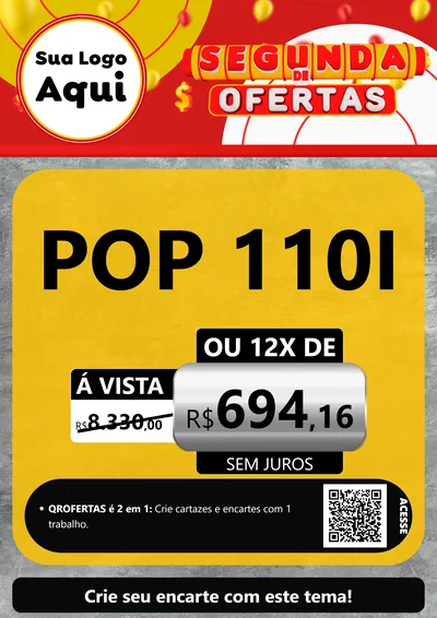 Modelo de Cartaz para Cartaz A4 Vertical com o tema Segunda de Ofertas para Concessionaria de Motos