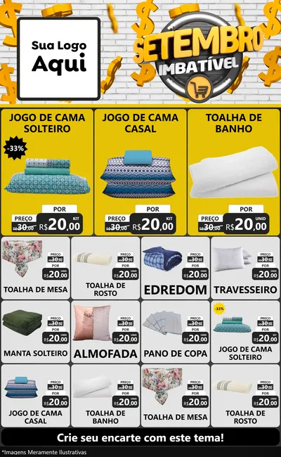 Modelo de Encarte para Encarte Grande com o tema Setembro Imbatível para Cama, Mesa e Banho