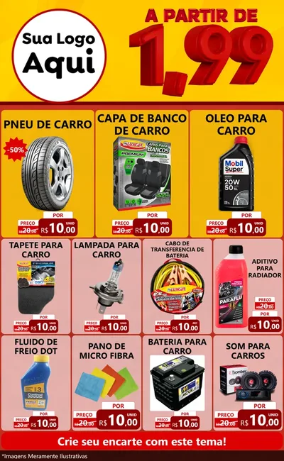Modelo de Encarte para Encarte Grande com o tema A Partir de Um e Noventa e Nove - 1,99 para Auto peças