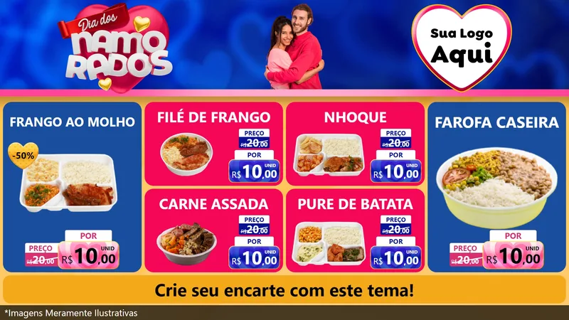 Modelo de TV para TV Horizontal com o tema Dia dos namorados para Restaurante