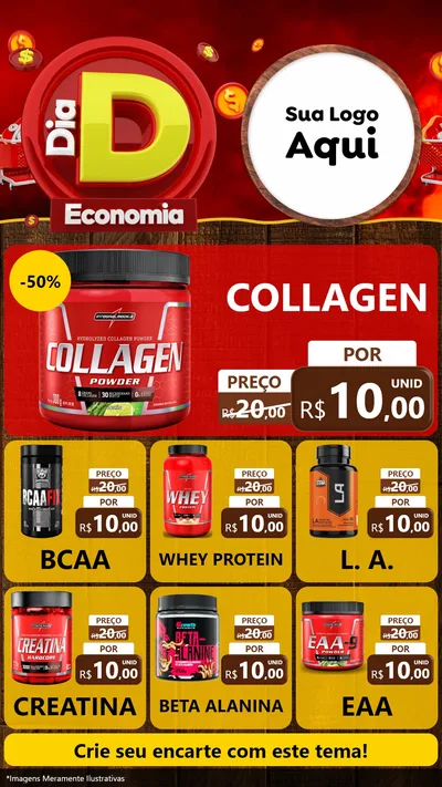 Modelo de Rede Social para Stories com o tema Dia D Economia para Suplementos alimentares