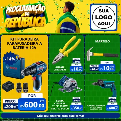 Modelo de Rede Social para Feed Facebook com o tema Proclamação da República para Maquinas e Ferramentas