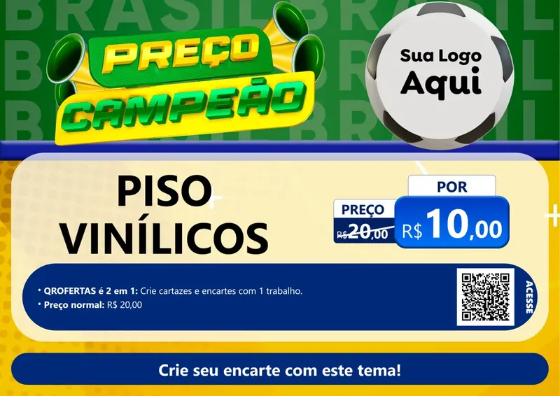 Modelo de Cartaz para Cartaz A4 Horizontal com o tema Preço Campeão - Copa para Material para Construção