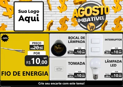 Modelo de Encarte para Encarte A4 Horizontal com o tema Agosto imbatível para Materiais Elétricos