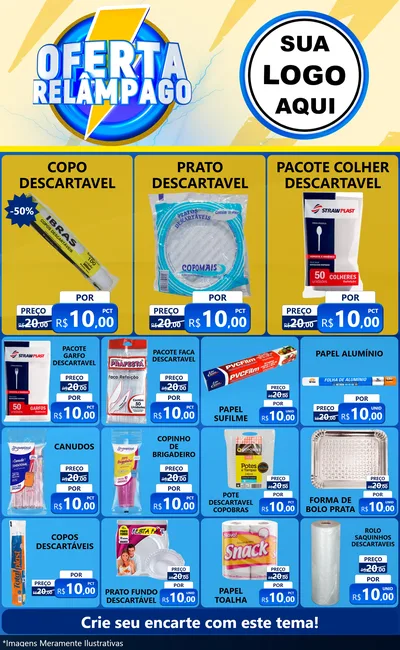 Modelo de Encarte para Encarte Grande com o tema Oferta Relâmpago para Embalagens