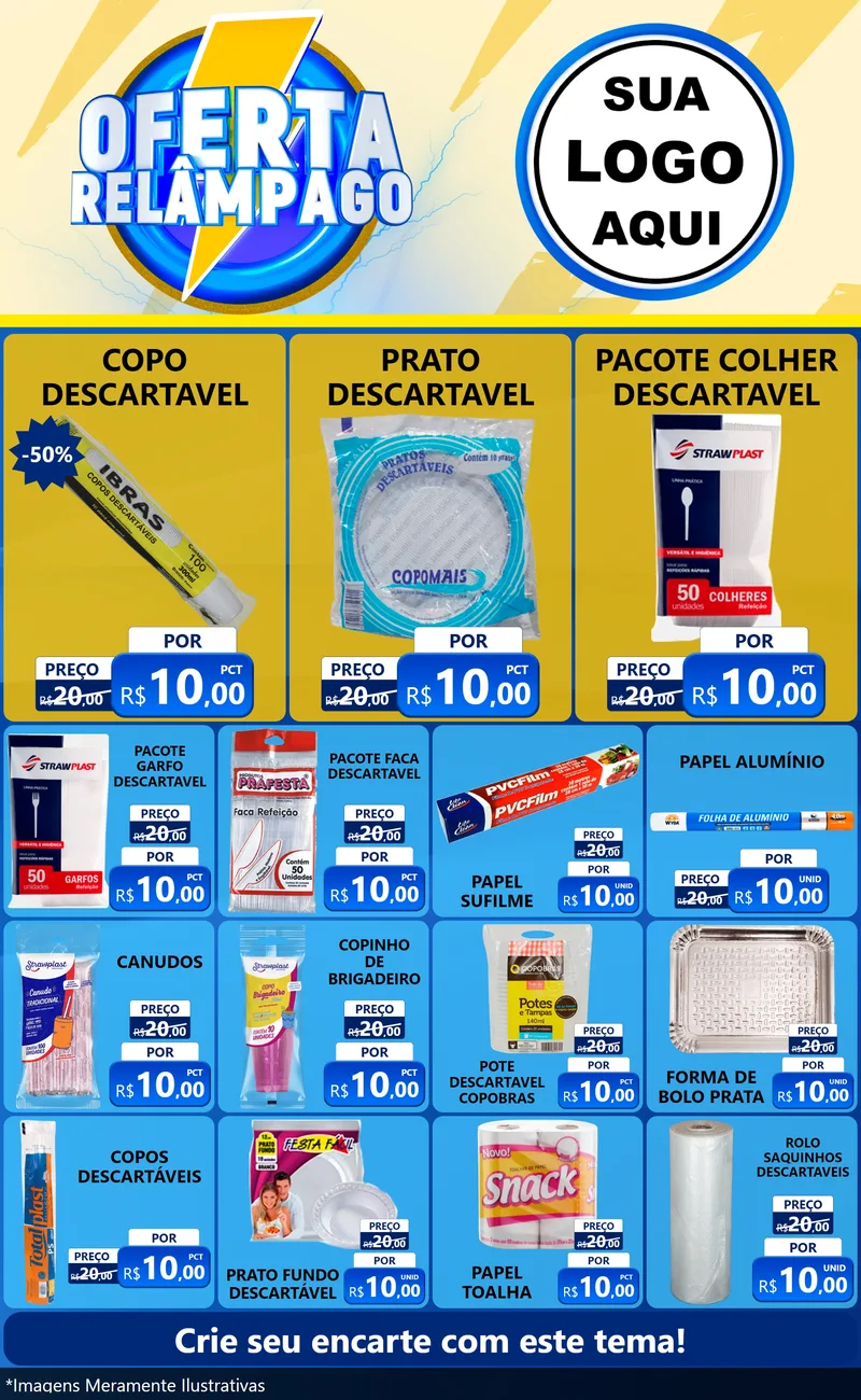 Modelo de Encarte para Encarte Grande com o tema Oferta Relâmpago para Embalagens