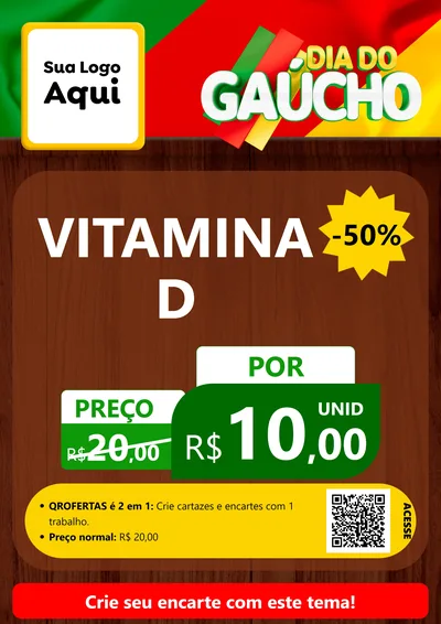Modelo de Cartaz para Cartaz A4 Vertical com o tema Dia do Gaúcho para Farmácia