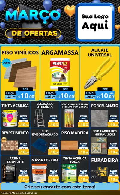 Modelo de Encarte para Encarte Grande com o tema Março de Ofertas para Material para Construção
