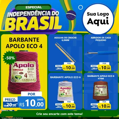 Modelo de Rede Social para Feed Facebook com o tema Especial Independência do Brasil para Armarinho e Aviamentos