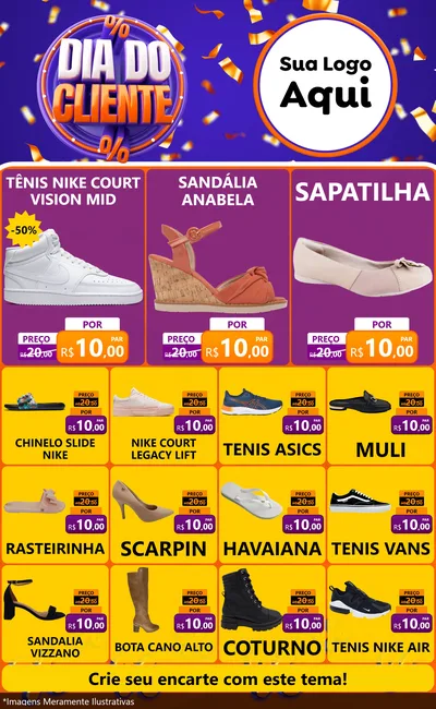 Modelo de Encarte para Encarte Grande com o tema Dia do Cliente para Calçados