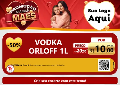 Modelo de Cartaz para Cartaz A4 Horizontal com o tema Promoção Dia das Mães para Distribuidora de bebidas