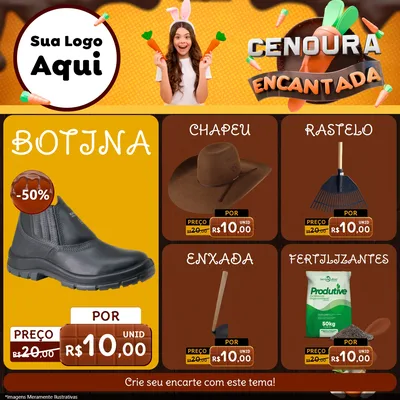 Modelo de Rede Social para Feed Facebook com o tema Cenoura Encantada - Páscoa para Agropecuária