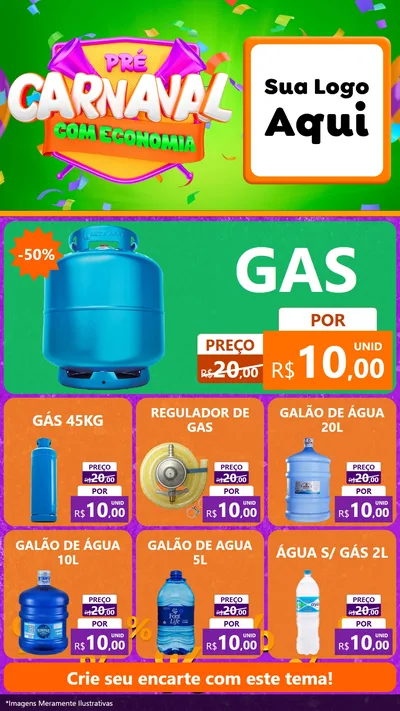 Modelo de Rede Social para Stories com o tema Pré-Carnaval Com Economia para Água e gás