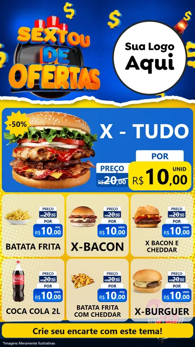 Modelo de Rede Social para Stories com o tema Sextou de Ofertas para Hamburgueria