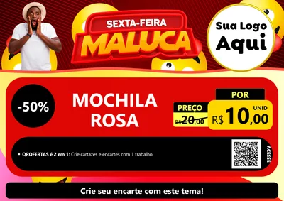 Modelo de Cartaz para Cartaz A4 Horizontal com o tema Sexta-feira Maluca para Papelaria