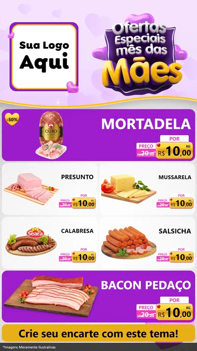Modelo de TV para TV Vertical com o tema Ofertas Especiais - Mês das Mães para Frios e Laticínios