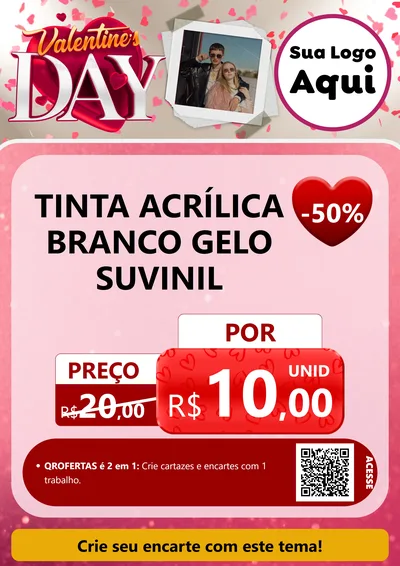Modelo de Cartaz para Cartaz A4 Vertical com o tema Valentine's Day para Tintas e Ferramentas