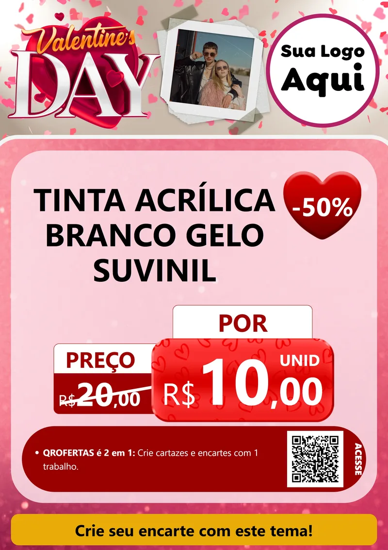 Modelo de Cartaz para Cartaz A4 Vertical com o tema Valentine's Day para Tintas e Ferramentas