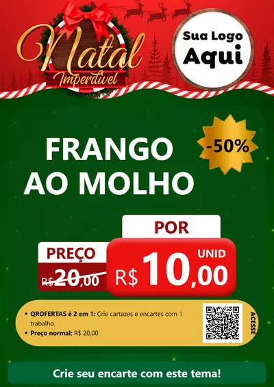 Modelo de Cartaz para Cartaz A4 Vertical com o tema Natal Imperdível para Restaurante