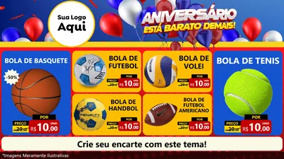 Modelo de TV para TV Horizontal com o tema Aniversário para Artigos Esportivos
