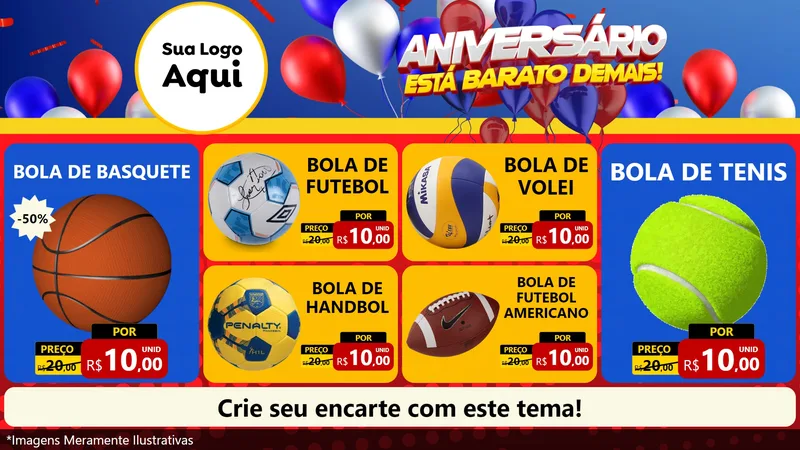Modelo de TV para TV Horizontal com o tema Aniversário para Artigos Esportivos