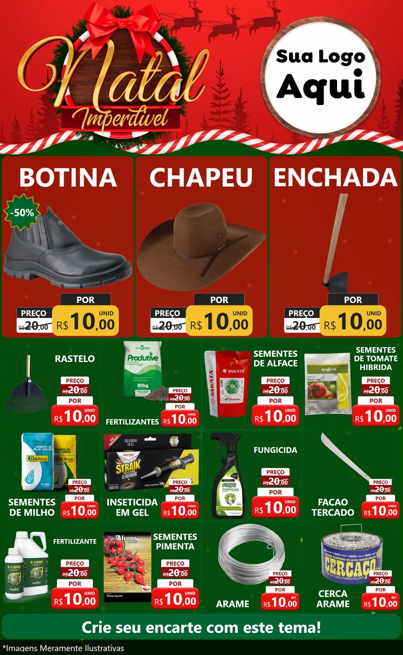 Modelo de Encarte para Encarte Grande com o tema Natal Imperdível para Agropecuária