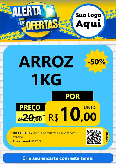 Modelo de Cartaz para Cartaz A4 Vertical com o tema Alerta de Ofertas para Supermercado