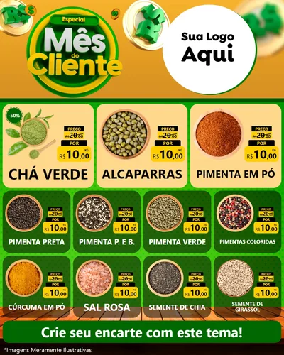 Modelo de Rede Social para Feed Instagram com o tema Especial Mês do Cliente para Produtos Naturais