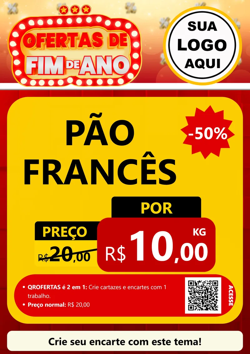 Modelo de Cartaz para Cartaz A4 Vertical com o tema Ofertas de Fim de Ano para Padaria