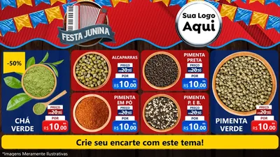 Modelo de TV para TV Horizontal com o tema Festa Junina para Produtos Naturais