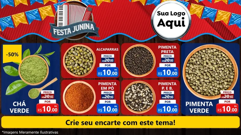 Modelo de TV para TV Horizontal com o tema Festa Junina para Produtos Naturais