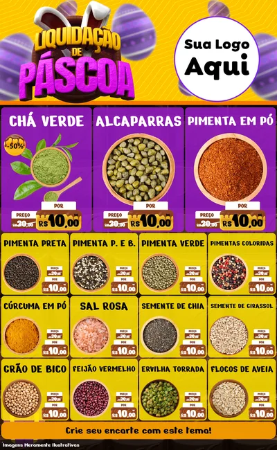 Modelo de Encarte para Encarte Grande com o tema Liquidação de Páscoa para Produtos Naturais