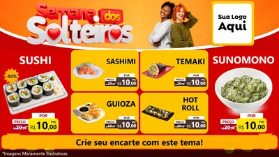Modelo de TV para TV Horizontal com o tema Semana dos Solteiros para Comida japonesa