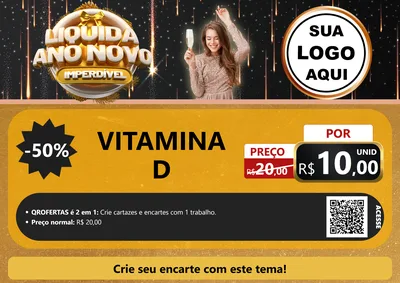 Modelo de Cartaz para Cartaz A4 Horizontal com o tema Liquida Ano Novo Imperdível para Farmácia