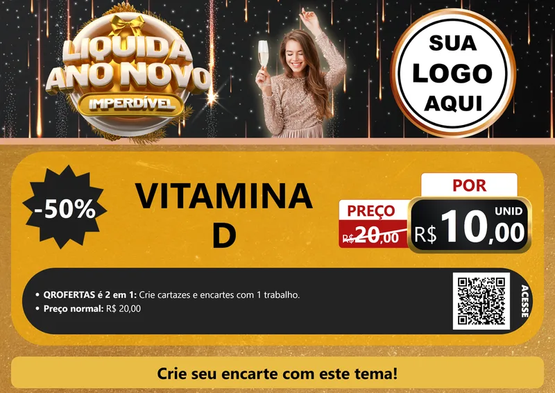 Modelo de Cartaz para Cartaz A4 Horizontal com o tema Liquida Ano Novo Imperdível para Farmácia