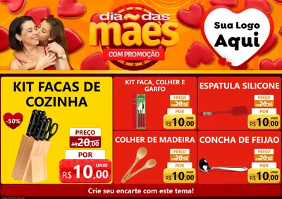 Modelo de Encarte para Encarte A4 Horizontal com o tema Dia das Mães com Promoção para Utilidades Domésticas
