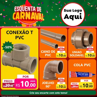 Modelo de Rede Social para Feed Facebook com o tema Esquenta de Carnaval para Tubos e conexões