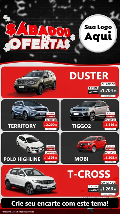 Modelo de TV para TV Vertical com o tema Sabadou de Ofertas para Concessionaria de Carros