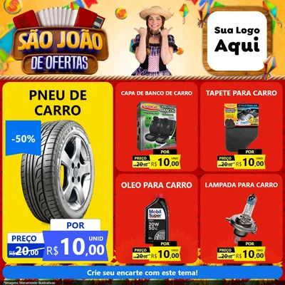 Modelo de Rede Social para Feed Facebook com o tema São João de Ofertas para Auto peças