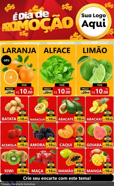 Modelo de Encarte para Encarte Grande com o tema É Dia De Promoção para Hortifrúti