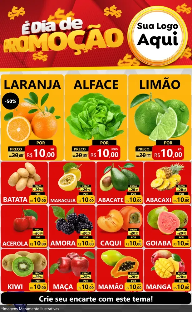 Modelo de Encarte para Encarte Grande com o tema É Dia De Promoção para Hortifrúti