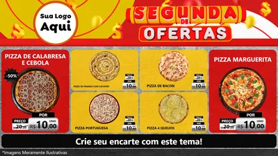 Modelo de TV para TV Horizontal com o tema Segunda de Ofertas para Pizzaria