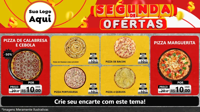 Modelo de TV para TV Horizontal com o tema Segunda de Ofertas para Pizzaria