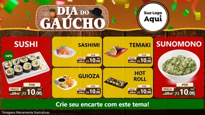 Modelo de TV para TV Horizontal com o tema Dia do Gaúcho para Comida japonesa