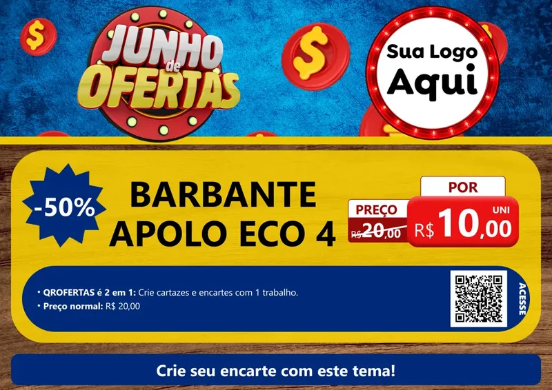 Modelo de Cartaz para Cartaz A4 Horizontal com o tema Junho de Ofertas para Armarinho e Aviamentos