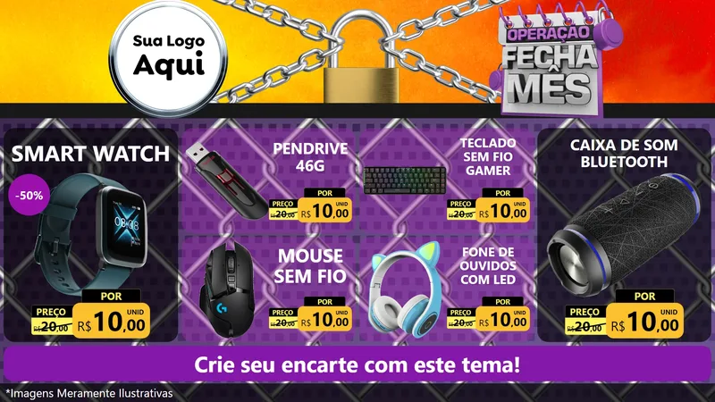 Modelo de TV para TV Horizontal com o tema Operação Fecha Mês para Informática