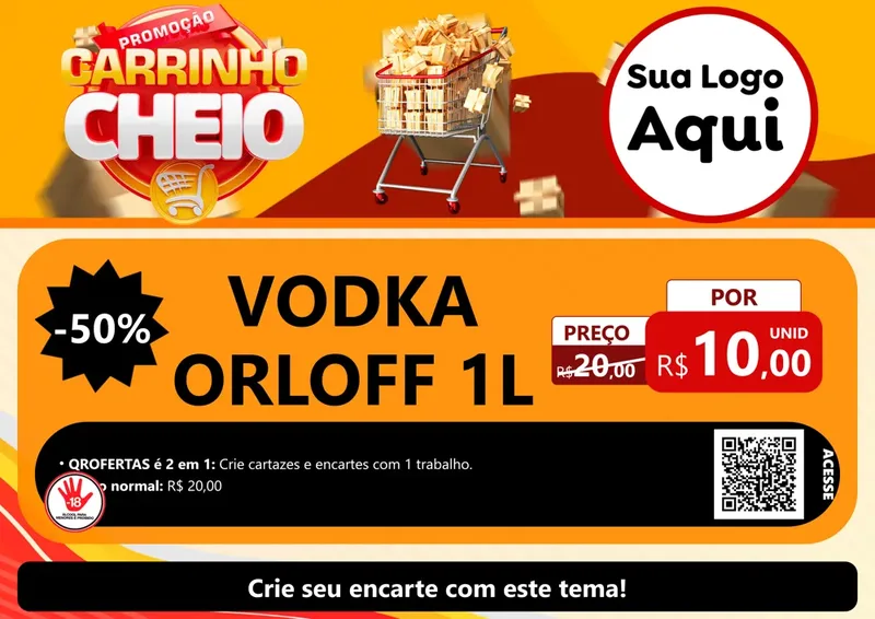 Modelo de Cartaz para Cartaz A4 Horizontal com o tema Promoção carrinho cheio para Distribuidora de bebidas