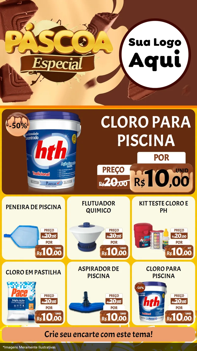 Modelo de Rede Social para Stories com o tema Páscoa Especial para Produtos para Piscina